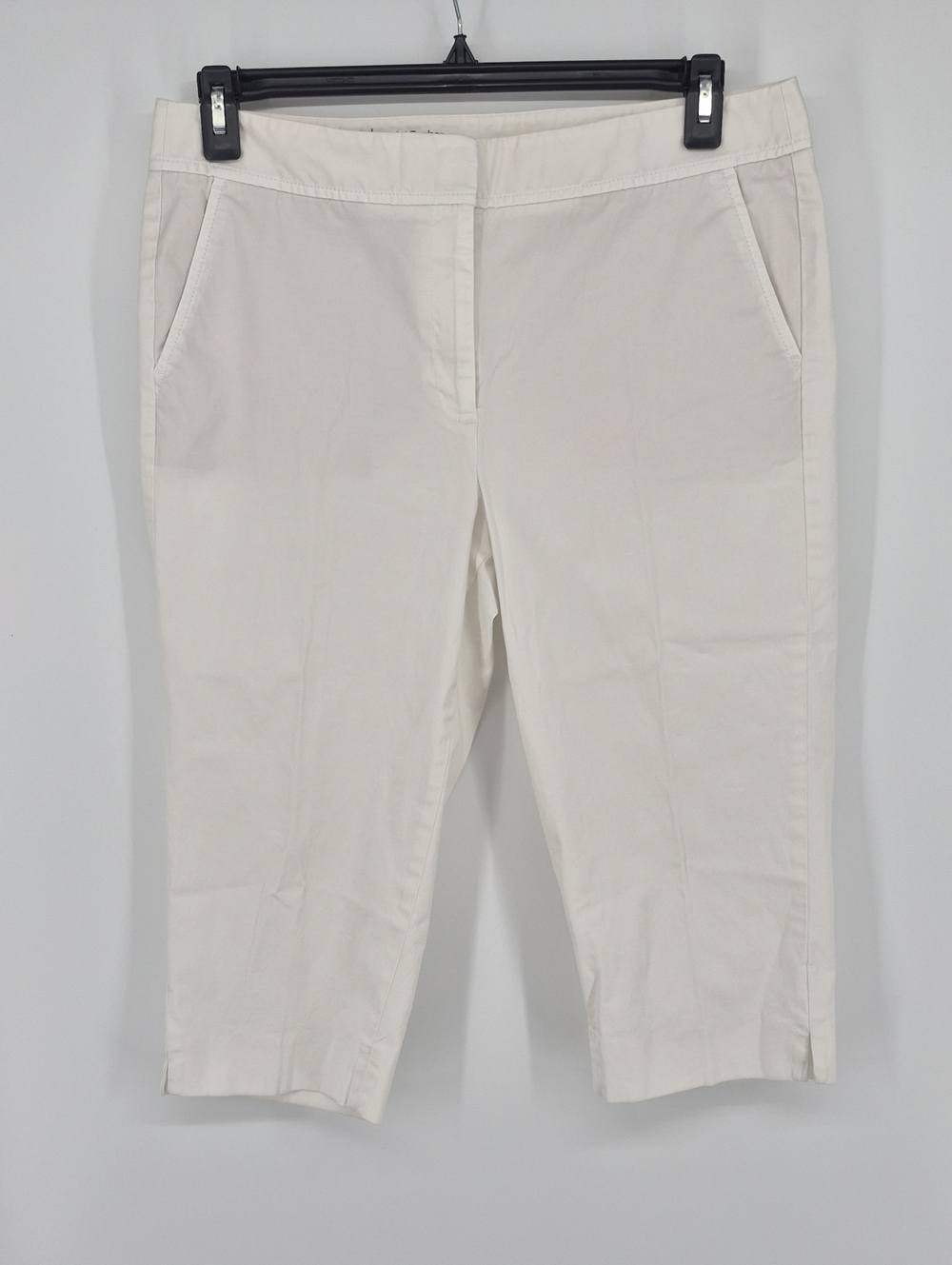 Talbots Pedal Pusher Capri Pants White Stretch Size 12 Cropped Cotton Blend